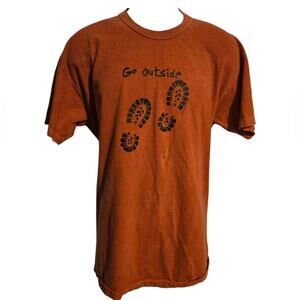 Men's Go Outside with boot prints t-shirt Burnt orange color size L